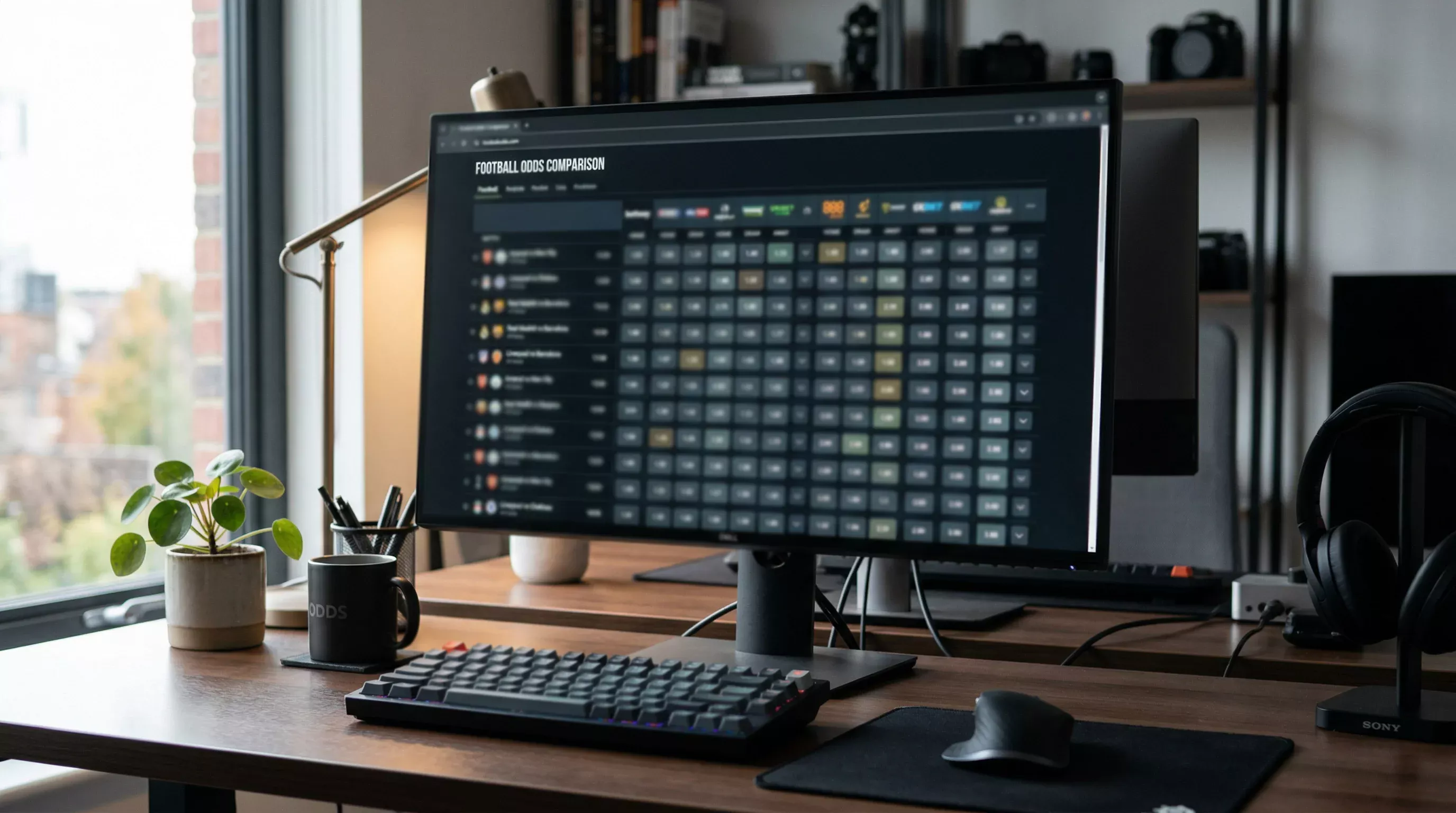 Bildschirm mit Sportwetten-Quoten und Vergleichstabelle